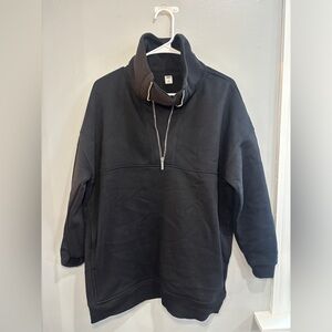 Old Navy Oversized Half-Zip French Terry Funnel-Neck Sweatshirt Black Medium